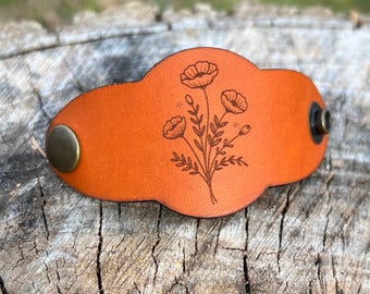Leather Bandana Slide - Poppy Flower