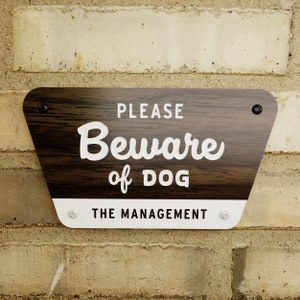 Beware of Dog Sign - National Parks Style - Personalizable - Laser Cut Typography Mid-Century Modern Retro Wilderness Sign