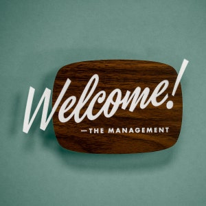 Mid-Century Welcome Sign Custom Your Text Laser Cut Typography Retro Modern Script Lettering image 1