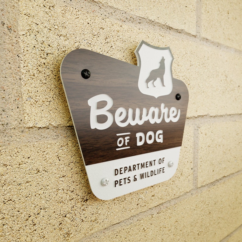 Beware of Dog Sign National Parks Style Laser Cut Typography Mid-Century Modern Retro Wilderness Sign image 3