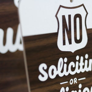 No Soliciting Or Religious Queries Sign National Parks Style Laser Cut Typography Mid-Century Modern Retro Wilderness Sign image 5