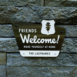 Welcome Sign - National Parks Style - Custom Text - Laser Cut Typography Mid-Century Modern Retro Wilderness Sign