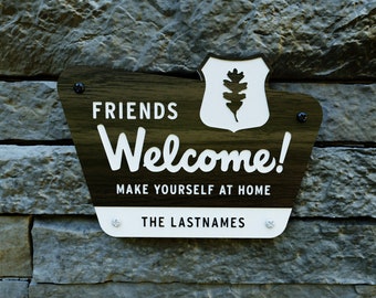 Welcome Sign - National Parks Style - Custom Text - Laser Cut Typography Mid-Century Modern Retro Wilderness Sign