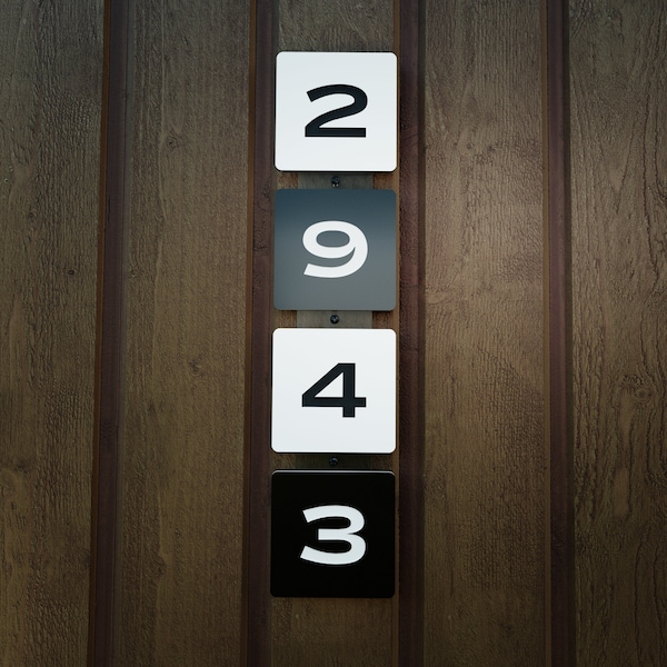Mid-Century House Numbers - Vertical - Custom! Eichler Style Laser Cut Numbering Typography 1950s 1960s Modern Lettering - Rummer Numbers