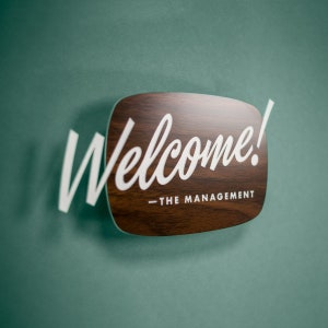 Mid-Century Welcome Sign Custom Your Text Laser Cut Typography Retro Modern Script Lettering image 2