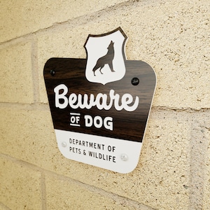 Beware of Dog Sign National Parks Style Laser Cut Typography Mid-Century Modern Retro Wilderness Sign image 2