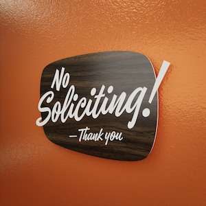 Mid-Century No Soliciting Sign Thank You Custom Your Text Laser Cut Typography Retro Modern Script Lettering image 3