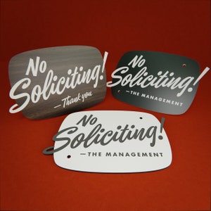 Mid-Century No Soliciting Sign Thank You Custom Your Text Laser Cut Typography Retro Modern Script Lettering image 4