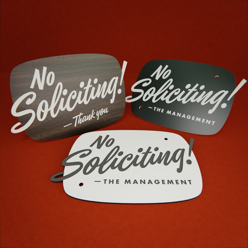 Mid-Century No Soliciting Sign Thank You Custom Your Text Laser Cut Typography Retro Modern Script Lettering image 4