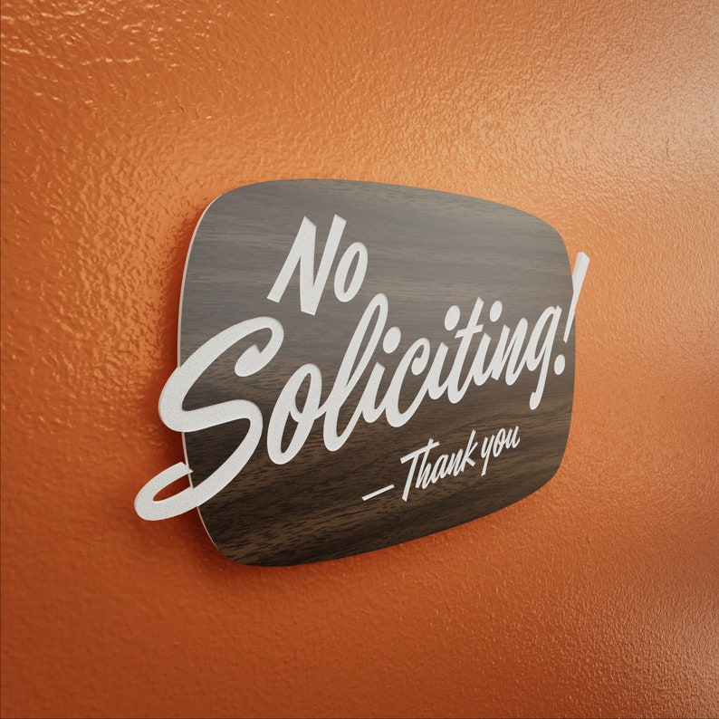 Mid-Century No Soliciting Sign Thank You Custom Your Text Laser Cut Typography Retro Modern Script Lettering image 2