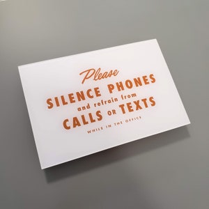 Mid-Century Please Silence Phones Sign, or Your Custom Text! Laser Cut Typography Retro 50s 60s Mid-Century Modern Script Lettering