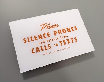 Mid-Century Please Silence Phones Sign, or Your Custom Text! Laser Cut Typography Retro 50s 60s Mid-Century Modern Script Lettering