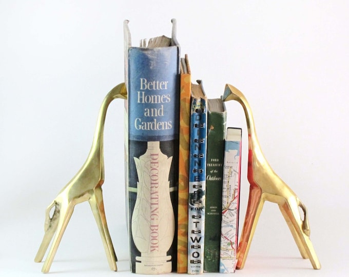 Vintage Mid Century Cubist Brass Giraffe Bookends Pair Etsy