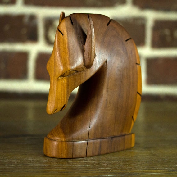 Items similar to Vintage Mid Century Carved Hardwood Trojan Horse Head