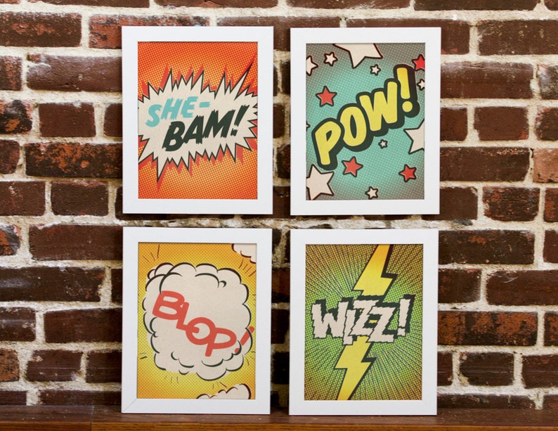 Comic Strip Prints Set of Four Shebam, Pow, Blop, Wizz Serge Gainsbourg Inspired image 5