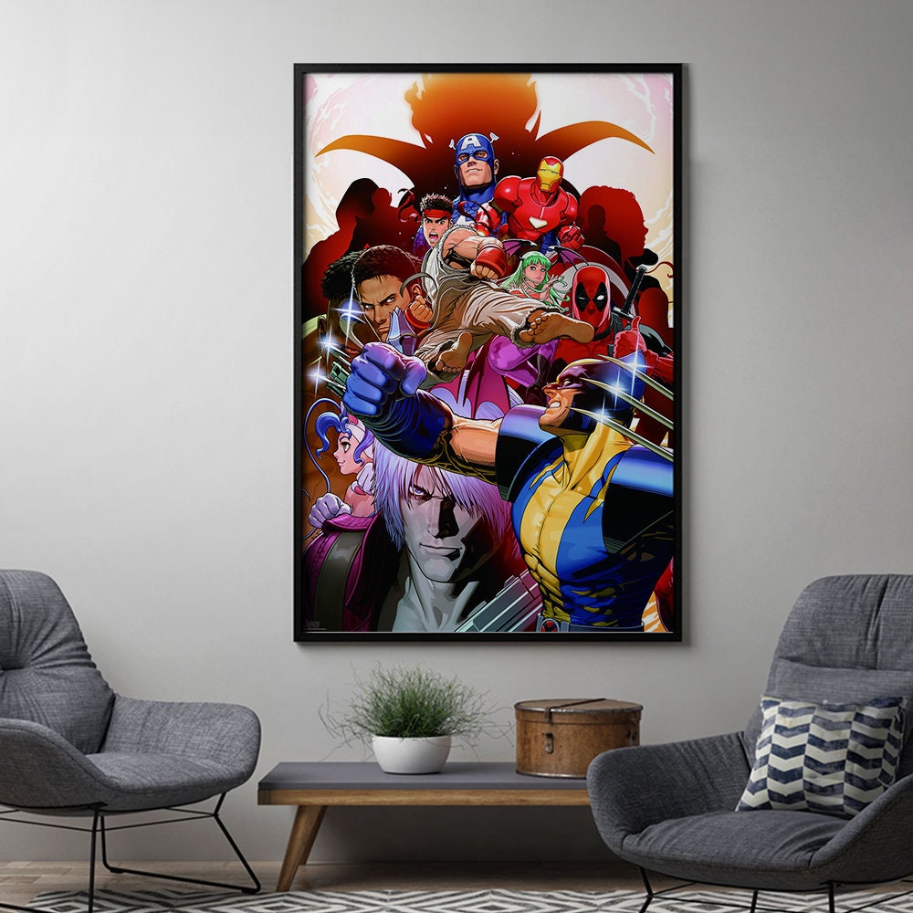 Marvel Vs. Capcom Poster for Living Room, Home Decor Canvas Wall Art ...
