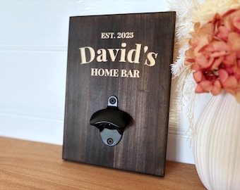 Personalised wall mount bottle opener custom engraved bottle opener for best man gift for fathers day home bar gift accessories for man cave