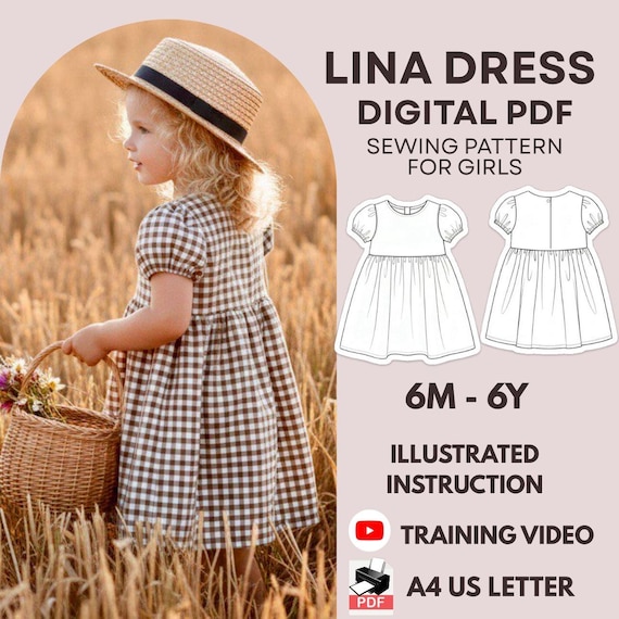 Easy Short-Sleeve Dress Pattern for Girls | 6M-6Y | Video Tutorial