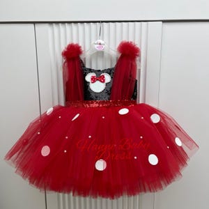 Minnie Mouse Birthday Dress, Disney Inspired Minnie Mouse Costume, Halloween Dress, Minnie Mouse Headband, Girls Gift
