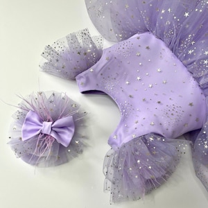 Glitter Lilac Birthday Baby Dress, Gold Star Lilac Birthday Dress, Cake Smash Baby Dress, Toddler Pageant Dress, Gifts For Girls, Lilac Tutu