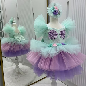 Ariel Inspired Tutu Dress: Mermaid Costume with Headband