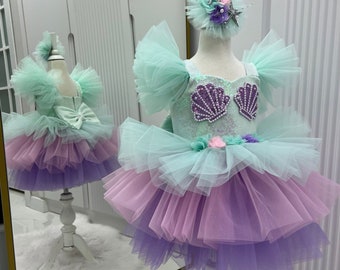 Vestido de tutú inspirado en Ariel: disfraz de sirena con diadema