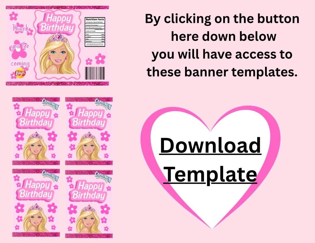Barbie Party Favors, Barbie Templates, Chip Bags, Caprisuns Labels ...