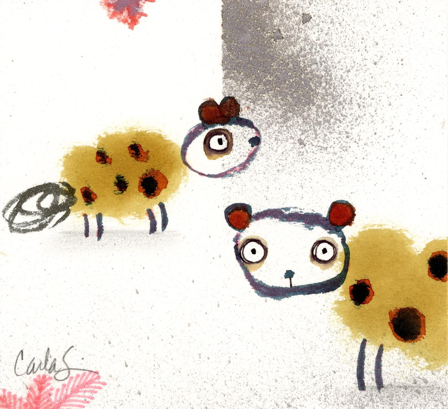 Original Sketch - Two Bear-Like Creatures