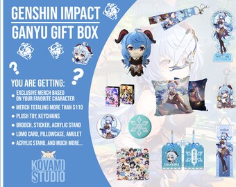 Coffret cadeau Impact Ganyu Genshin | Boîte mystère | Figurine Genshin | Figurine articulée | Produits dérivés Genshin | Porte-clés | Boîte | Cadeau | Support acrylique