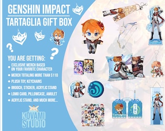 Coffret cadeau Tartaglia Genshin Impact | Boîte mystère | Figurine Genshin | Figurine articulée | Produits dérivés Genshin | Porte-clés | Boîte | Cadeau | Support acrylique