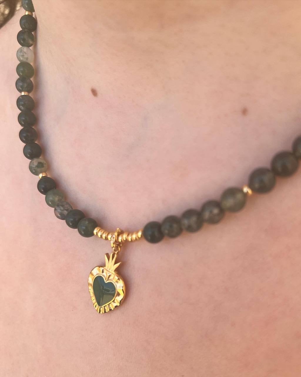 Collier Sautoir En Agate Verte - Pierres Semi-précieuses Bienfaisantes - Neuf Avec étiquettes