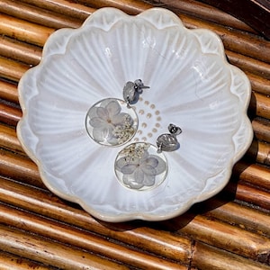 Hydrangea and Queen Annie lace circle dangles