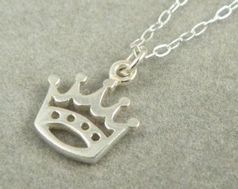 Petite Crown sterling silver tiny charm necklace