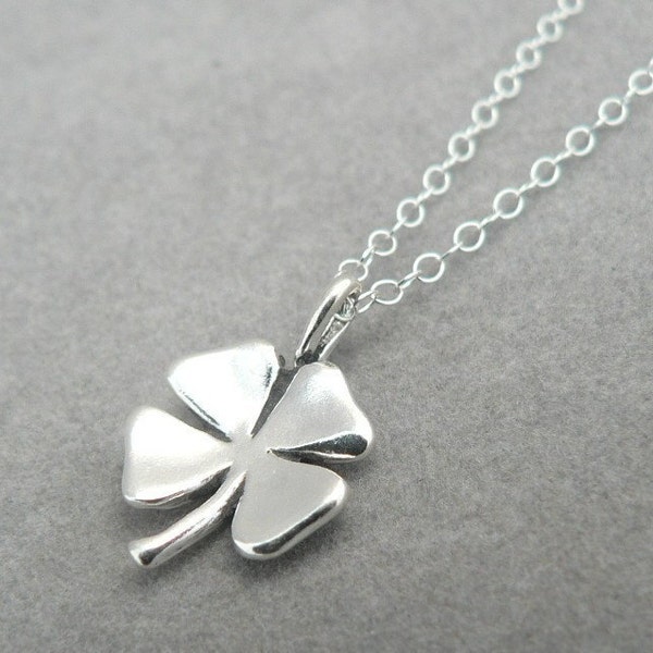 Four Leaf Clover sterling silver lucky charm pendant necklace good luck charm
