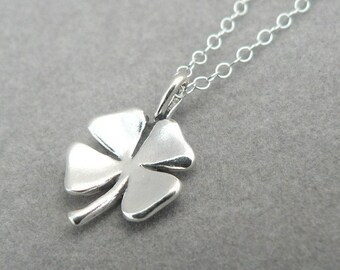 Four Leaf Clover sterling silver lucky charm pendant necklace good luck charm