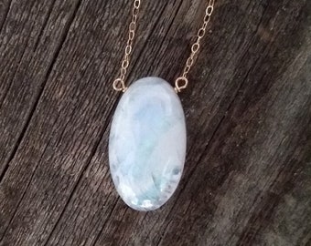 Rainbow Moonstone Pendant Necklace, Goldfilled Cable Chain, Gemstone Pendant, Gemstone GF Jewelry, Gem Drop, Crystal Gem Pendant, Solitaire