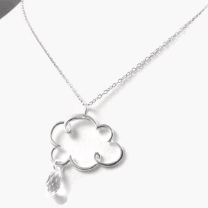Rainy Day Rain Clouds Sterling Silver Charm Necklace Crystal RainDrop Rain Drop Stormy Weather image 2