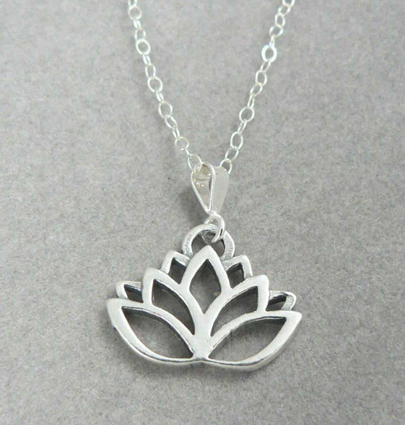 Lotus Flower Sterling Silver Blossom Charm Necklace Botanical - Etsy