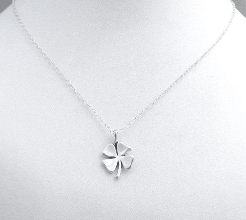 Four Leaf Clover sterling silver lucky charm pendant necklace good luck charm image 2