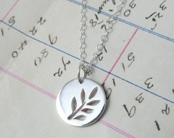 Leafy Branch sterling silver leaf charm necklace, nature, woodland, gift for daughter, botanical, dainty jewelry, silver charm, trees, woods