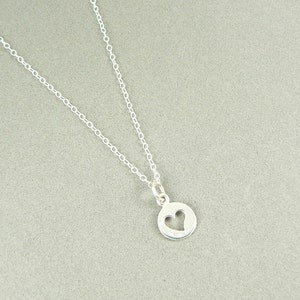 Tiny heart cutout charm necklace sterling silver jewelry sterling chain image 3