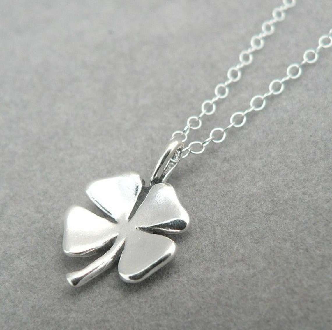 Four Leaf Clover Sterling Silver Lucky Charm Pendant Necklace Etsy