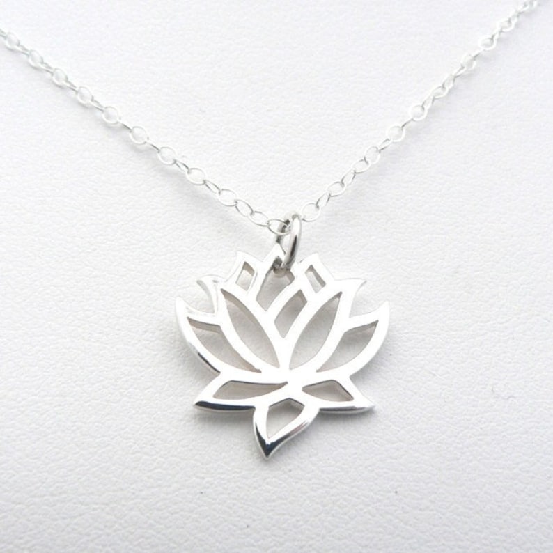 Lotus Sterling Silver Flower Charm Necklace - Etsy