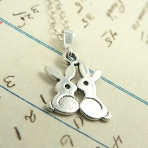 Bunny Love sterling silver charm pendant necklace rabbit jewelry