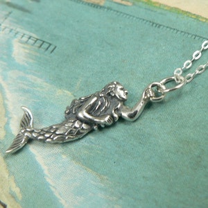 Mermaid Sterling Silver Pendant Petite Charm Necklace