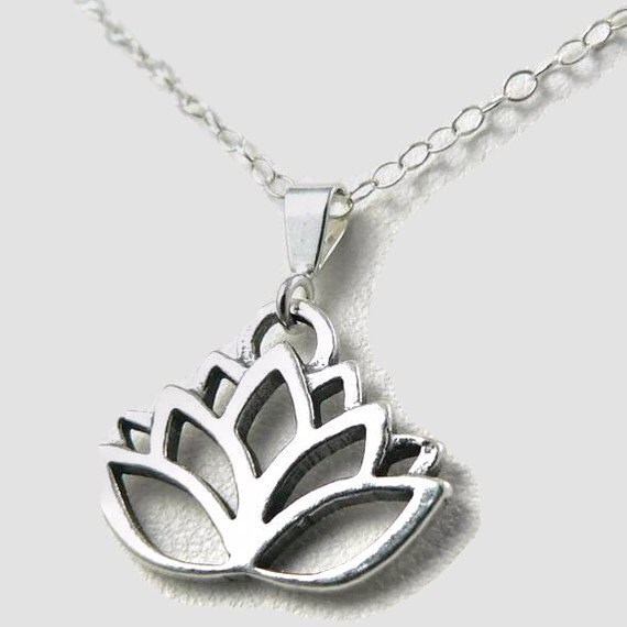 Lotus Flower Sterling Silver Blossom Charm Necklace Botanical - Etsy
