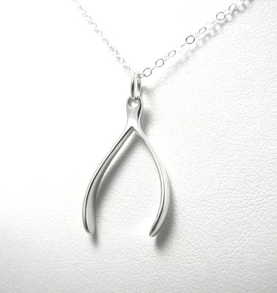 Genuine 925 Sterling Silver Wish Bone Wishbone Pendant Necklace Small Charm