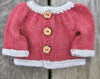 Waldorf Doll Hand Knit Wool Cardigan - fits 13 - 15" Baby Doll