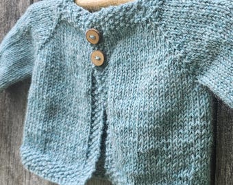 Size 3 - 9 Months - Baby Cardigan - Hand Knit - Wool