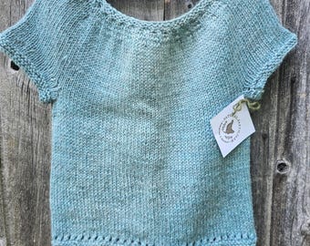Sweet Sweater Vest Shirt Hand Knit with Wool Size 6 - 8